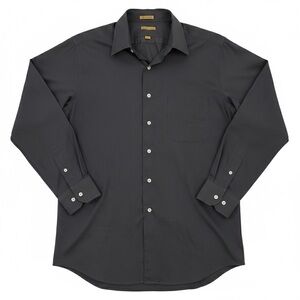 Milano Uomo Dress Shirt Men’s XL (17 34/35) Charcoal Grey Solid Button Up